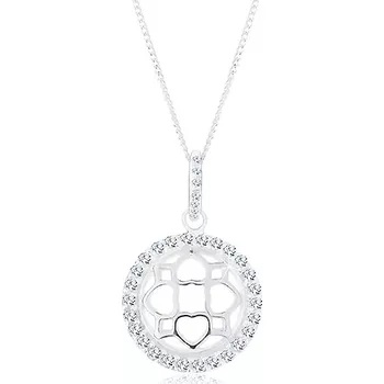 Náhrdelník Stříbrný 925 náhrdelník, řetízek a přívěsek, třpytivý kruh, vypouklý ornament