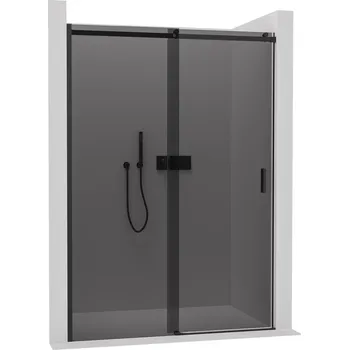 CERANO - Sprchové posuvné dveře Santoro L/P - 6 mm - černá matná, grafitové sklo - 140x195 cm