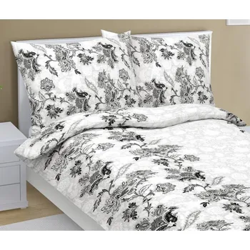 Povlečení veratex Povlečení krepové pnoucí květ šedý 140x200, 70x90 cm