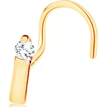 Piercing Piercing do nosu ve žlutém 14K zlatě - úzký proužek ukončený čirým zirkonem