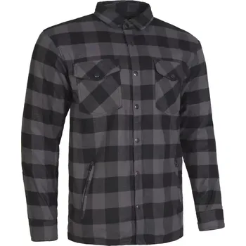 Moto bunda MBW Montana GREY pánská, kevlarová flanelová košile na motorku s chrániči