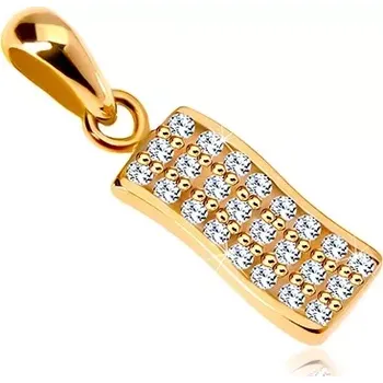 Přívěsek Přívěsek ze žlutého 14K zlata - jemně zvlněný proužek vykládaný čirými zirkony