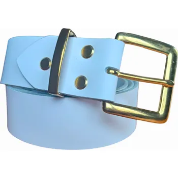 Opasek opaskujse Kožený opasek, bílá kůže, spona mosazná, zlatá hranatá Délka opasku: 55 cm