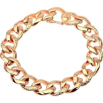 Náramek Ocelový náramek - tlustý řetěz zdobený hadím vzorem, měděná barva