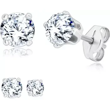 Náušnice Náušnice ze stříbra 925 - kulatý zirkon v transparentním odstínu, čtyři tyčinky - Velikost zirkonu: 5 mm