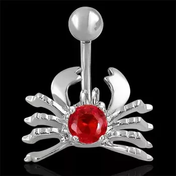 Piercing Piercing do pupíku Rak - červený zirkon