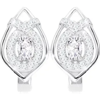 Náušnice Rhodiované náušnice ze stříbra 925 - obrys špičaté kapky, oválný blýskavý zirkon
