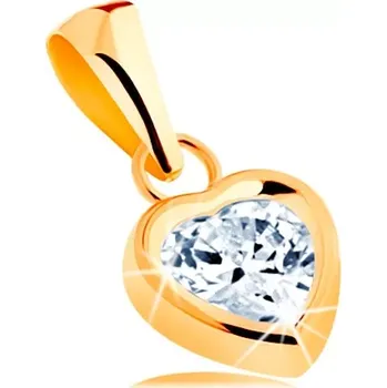 Přívěsek Přívěsek ze žlutého 14K zlata - blýskavé zirkonové srdíčko čiré barvy