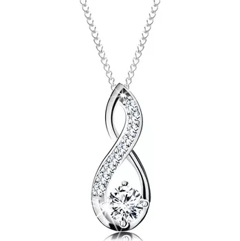 Náhrdelník Stříbrný náhrdelník 925, přívěsek ve tvaru smyčky s kulatým čirým zirkonem