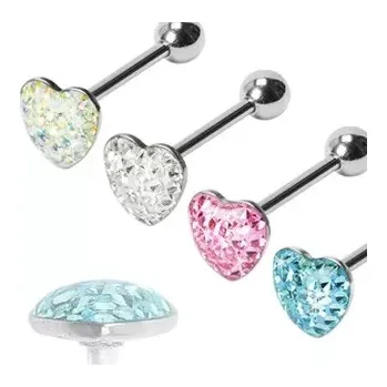 Piercing Piercing do jazyka romantické srdce - Barva piercing: Aqua
