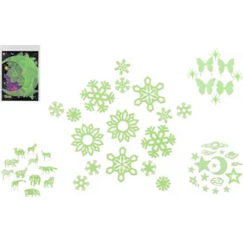 Samolepky na zeď plast svítící ve tmě mix druhů 12 ks