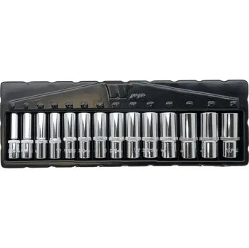 Gola hlavice Nástrčné hlavice 3/8", 6 hran, 8 - 21 mm, CrV, prodloužené, sada 14 dílů, Welzh (Welzh Werkzeug)