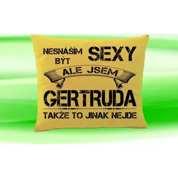 Dekorativní polštářek Polštář se jménem GERTRUDA Béžový (polštářek nesnáším být sexy ale jsem ???)