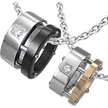 Přívěsek Oválné přívěsky z oceli se zirkonem - pár