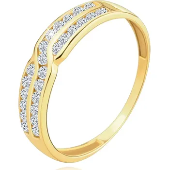 Prsten Zlatý prsten 585 - dvojitá řada kulatých zirkonů - Velikost: 49