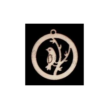 Stavební deska Výřez z překližky, J55, ozdoba, JARNÍ PTÁČEK 2, 4,5x4,9cm, 1ks