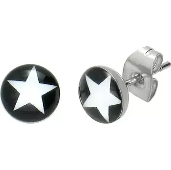 Náušnice Kruhové puzetkové náušnice - bílá hvězda