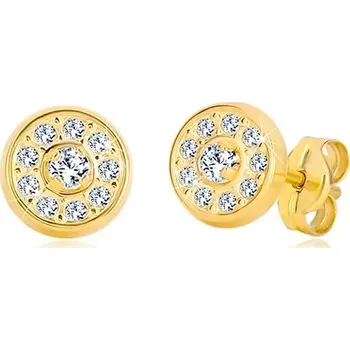 Náušnice Puzetové náušnice ze žlutého zlata 585 - kroužek vykládaný zirkony