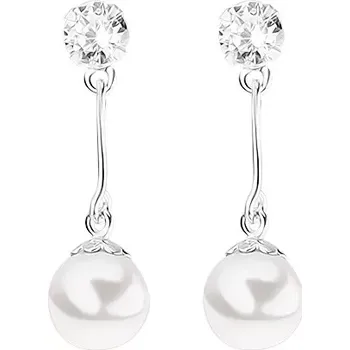Náušnice Puzetové náušnice, stříbro 925, čirý zirkonek, kulatá bílá perla