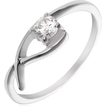 Prsten Prsten ze stříbra 925 - jemná smyčka s čirým zirkonem - Velikost: 52