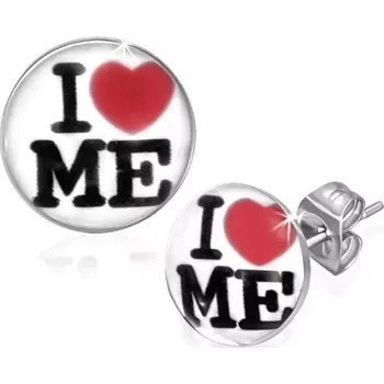 Náušnice Puzetové ocelové náušnice, kruh, I LOVE ME