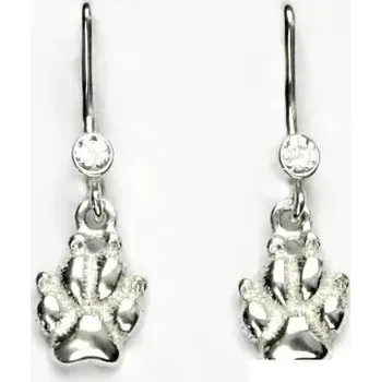 Náušnice Stříbrné visací náušnice tlapka čirý zirkon - NK28/1333 (Stříbrné náušnice tlapky s čirými zirkony)