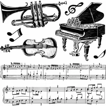 Dětské zboží Dekorativní razítka 30x30 cm - Hudební nástroje