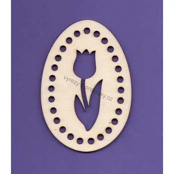 Stavební deska Výřez z překližky, D68/1, VAJÍČKO-TULIPÁN, k vyplétání, 6,2x9cm, 1ks