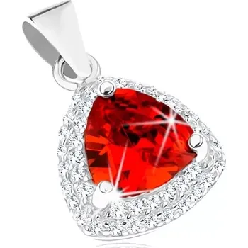 Přívěsek Stříbrný přívěsek 925, červený zirkonový trojúhelník s čirým lemem