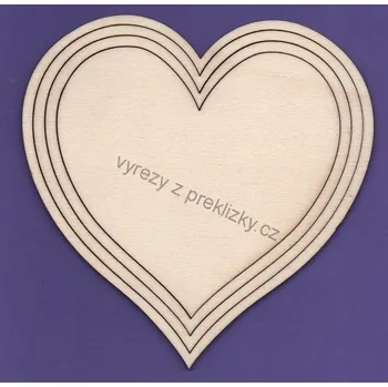 Překližka Výřez z překližky, D95, sada-SRDCE, cca 15x15cm, 4ks
