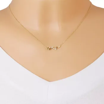 Náhrdelník Náhrdelník ze žlutého 585 zlata - stonek s hladkými a zirkonovými listy