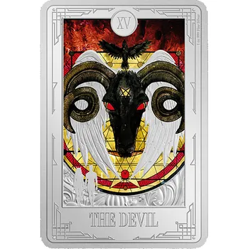 Stříbrná mince The Devil (Ďábel) 1 Oz 2024 (Tarotové karty) Color PROOF - (16.)