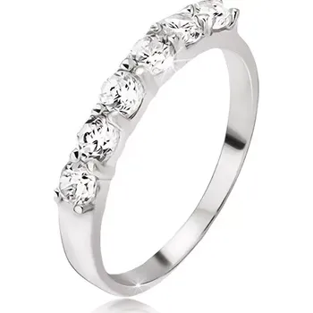 Prsten Prsten ze stříbra 925, pás kulatých čirých zirkonů v kalíšcích - Velikost: 49