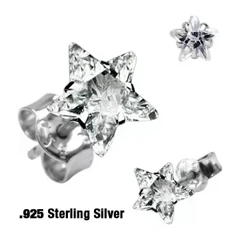 Náušnice Náušnice ze stříbra 925 - barevná hvězdička, různé barvy - Šířka: 6 mm, Barva: Růžová