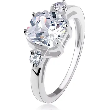 Prsten Zásnubní prsten, stříbro 925, velký čtvercový zirkon, kulaté zirkonky po stranách - Velikost: 49