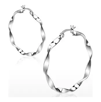 Náušnice Náušnice, ocel 316L, stříbrná barva, lesklé kruhy, zvlněný povrch