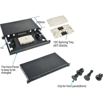 Rozvaděč OEM 19''Optická vana 24xSC černá,výsuv.na ložisk.poj 3395