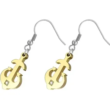 Náušnice Ocelové visící náušnice - zlatá kotva