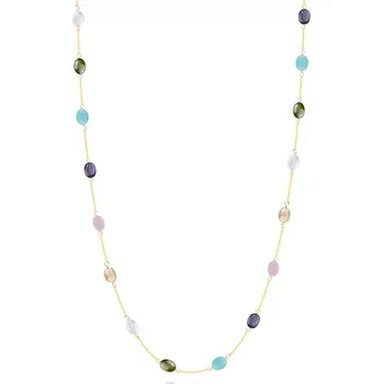 Náhrdelník Náhrdelník ze žlutého zlata 585 - barevné oválné zirkony, 700 mm