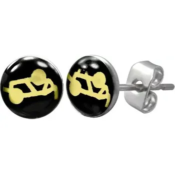 Náušnice Ocelové náušnice stříbrné barvy - sexuální poloha na černém podkladu, průsvitná glazura