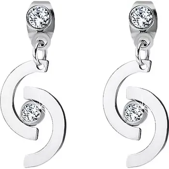 Náušnice Náušnice z chirurgické oceli, dva půlkruhy se zirkonem, puzetky