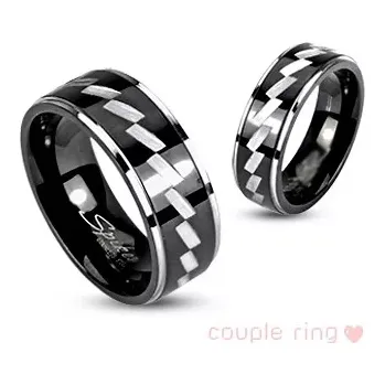 Prsten Prsten pro páry z chirurgické oceli - gravírovaný vzor - Velikost: 49