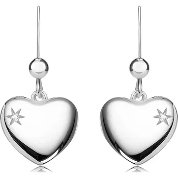 Náušnice Náušnice ze stříbra 925 - vypouklé srdce s hvězdicovým výřezem a čirým briliantem