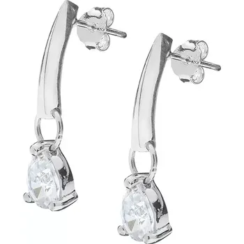 Náušnice Náušničky ze stříbra 925 - čirá zirkonová slzička na kroužku a hrotu