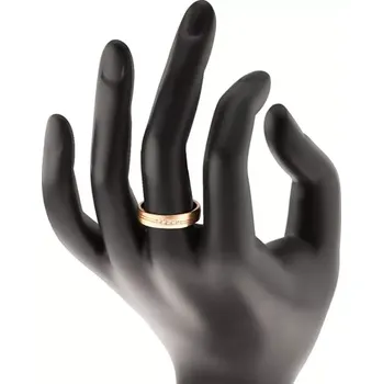 Prsten Prsten ve žlutém 14K zlatě se saténovým povrchem, dvojitý zářez, čiré zirkony - Velikost: 50