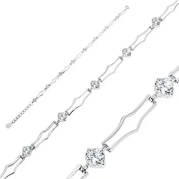 Náramek Náramek ze stříbra 925, obrys nesouměrného obdélníku, kulatý čirý zirkon