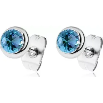 Náušnice Puzetové náušnice z oceli 316L s modrými zirkony