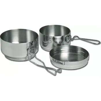 Kempingové nádobí Ešus nerezový AČR 3-dílný (Klasická nerezová třídílná jídelní souprava používaná nejen v České armádě, ale také v civilním sektoru.)
