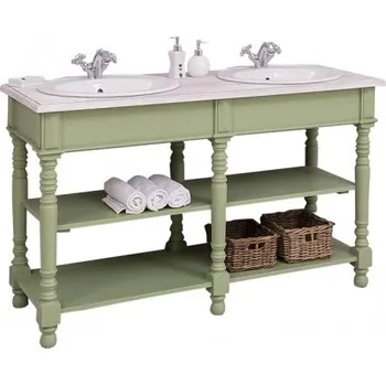 Koupelnový nábytek Koupelnová skříňka pro 2 umyvadla Luna 657 - zelená/bílá