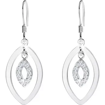 Náušnice Stříbrné náušnice 925 s afro háčkem, dva obrysy oválů, čiré zirkony